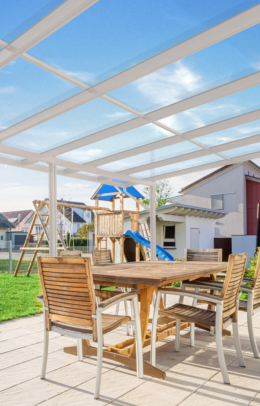 Deluxe Terrassendach 6 x 3 VSG Sicherheitsglas 10mm klar - HomeSystems-Bauelemente