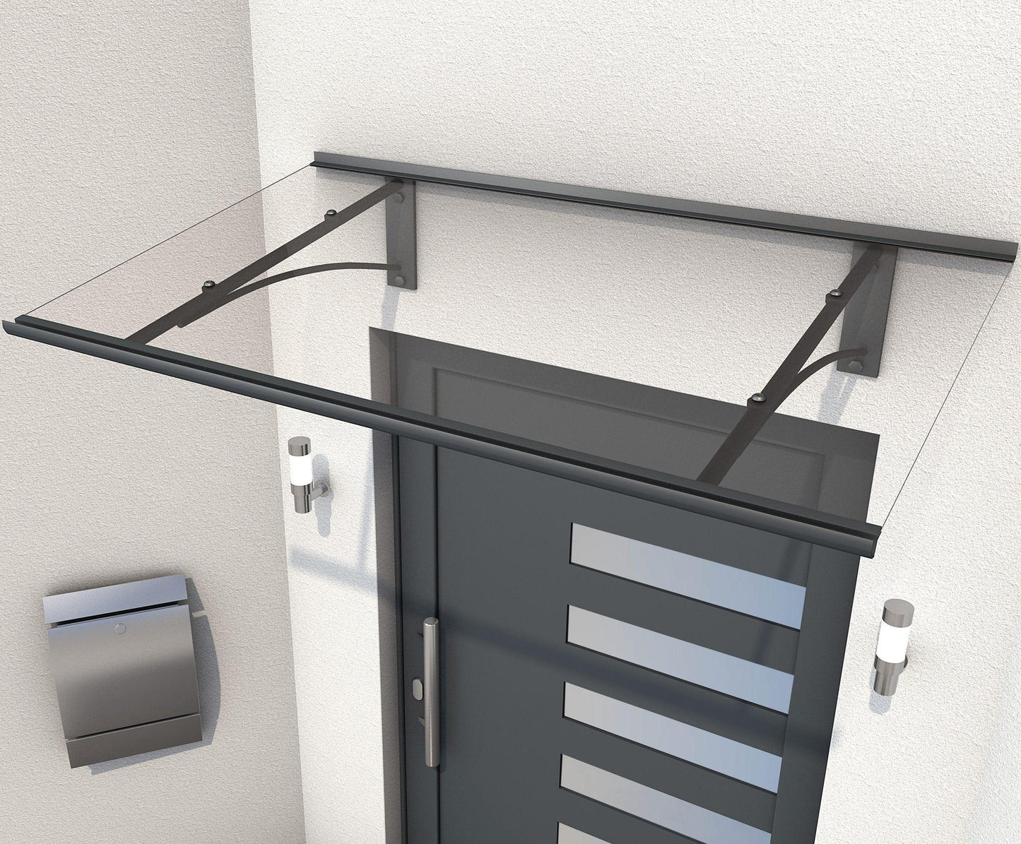 Pultvordach Neumünster Edelstahl/Anthrazit - HomeSystems-Bauelemente