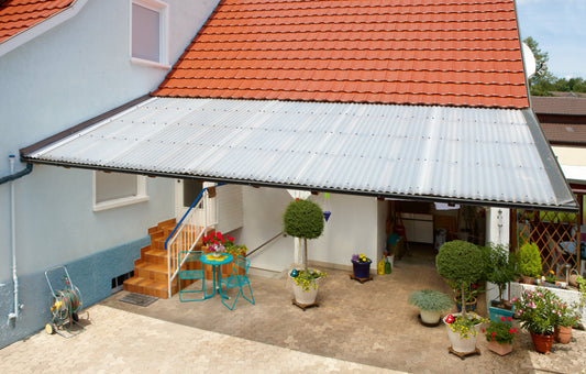 Polycarbonat Wellplatten 76/18 Trapez und Sinus – klar, UV-beständig und hagelfest für Carport und Terrasse kaufen bei Dachwerk24