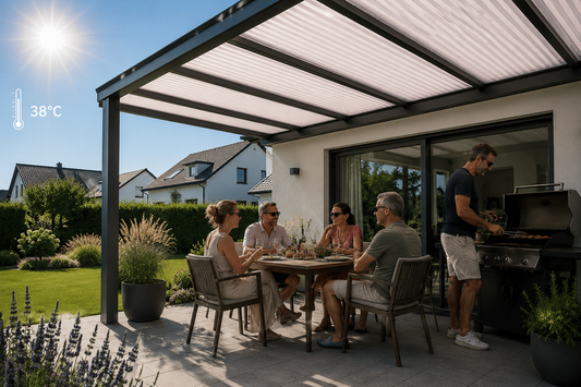 Nie wieder Sauna-Feeling: Die perfekte Terrassenüberdachung für extreme Sommer