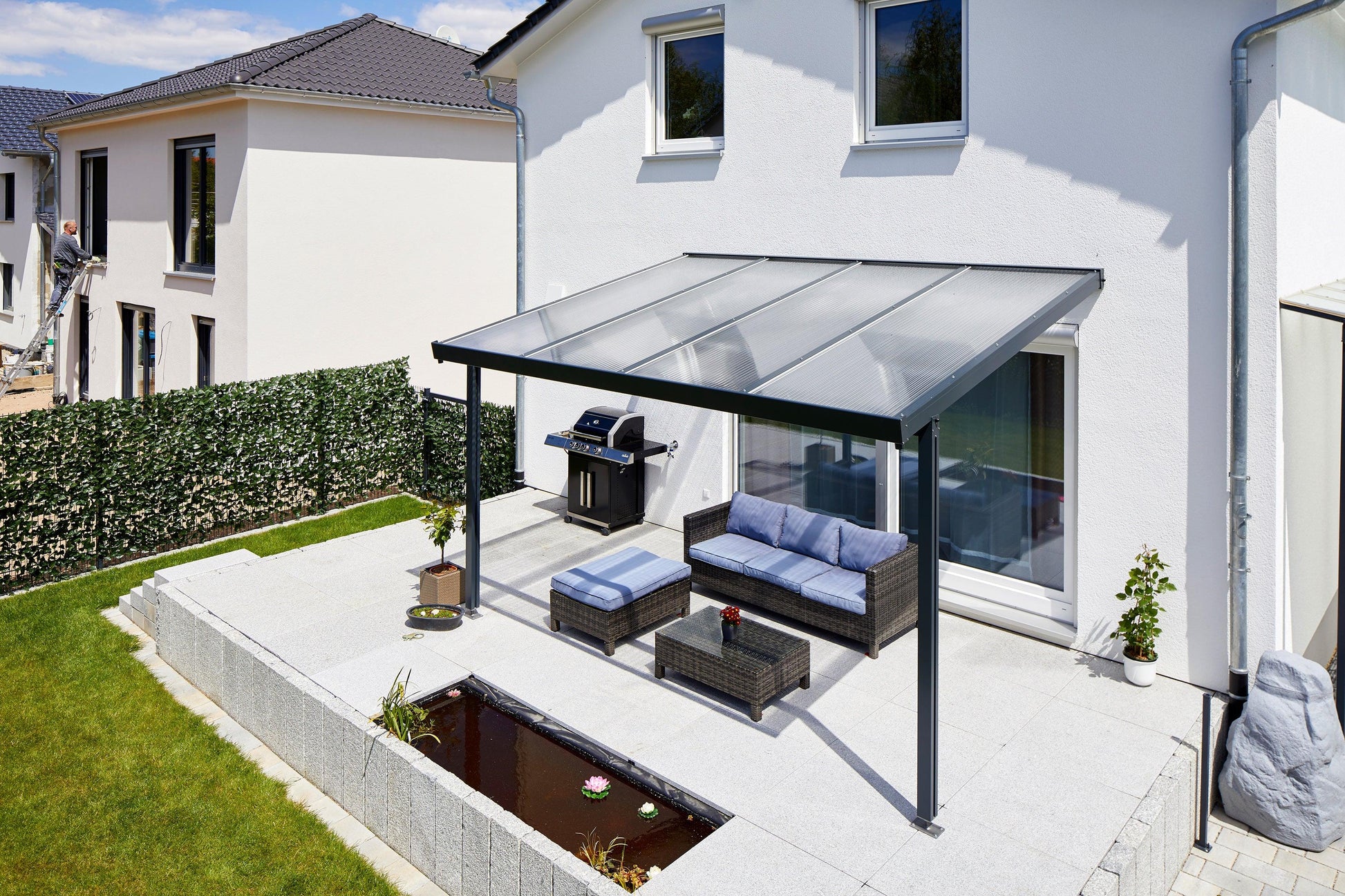 Deluxe Terrassendach 3 x 4 Polycarbonat 16mm - HomeSystems-Bauelemente