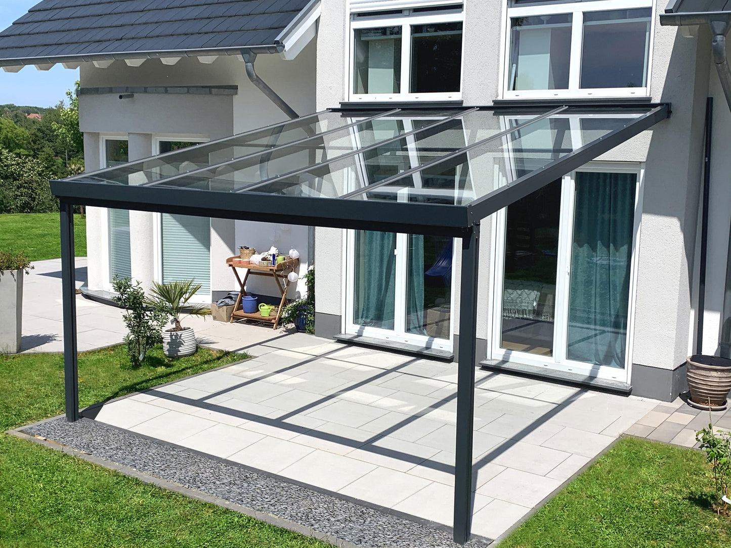 Deluxe Terrassendach 3 x 4 VSG Sicherheitsglas 10mm klar - HomeSystems-Bauelemente