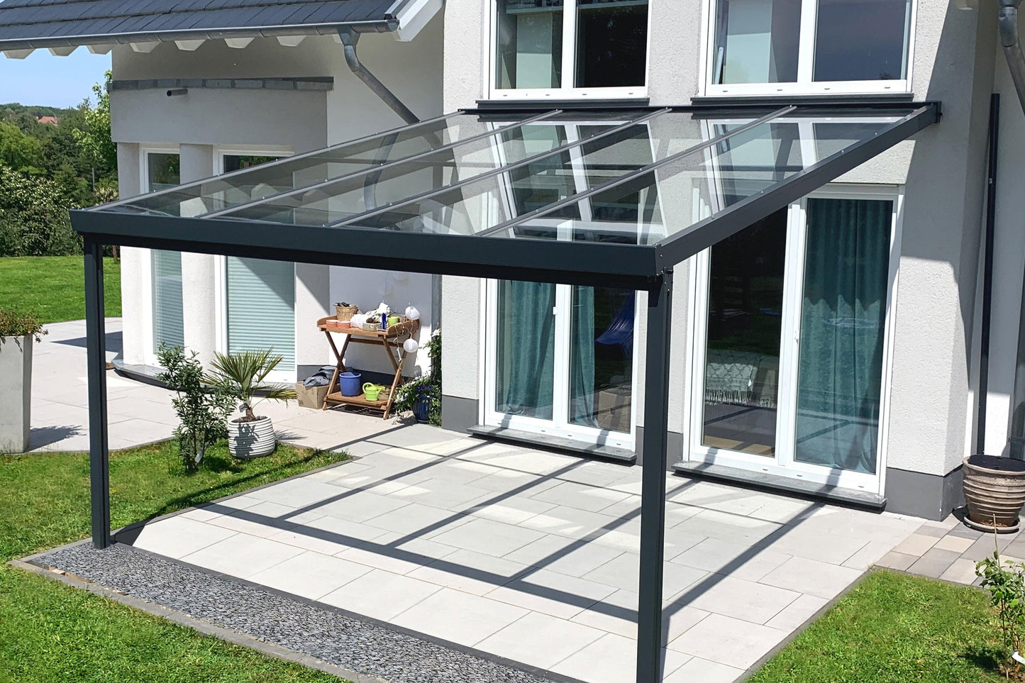 Deluxe Terrassendach 5 x 4 VSG Sicherheitsglas 10mm klar - HomeSystems-Bauelemente