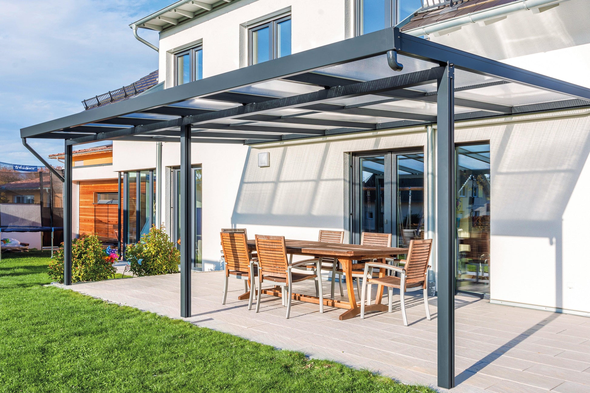 Deluxe Terrassendach 6 x 3 Polycarbonat 16mm - HomeSystems-Bauelemente