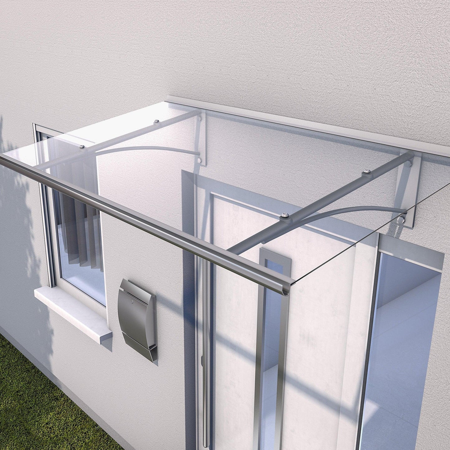 Pultvordach Neumünster Edelstahl/Anthrazit - HomeSystems-Bauelemente