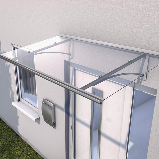 Pultvordach Neumünster Edelstahl/Anthrazit - HomeSystems-Bauelemente