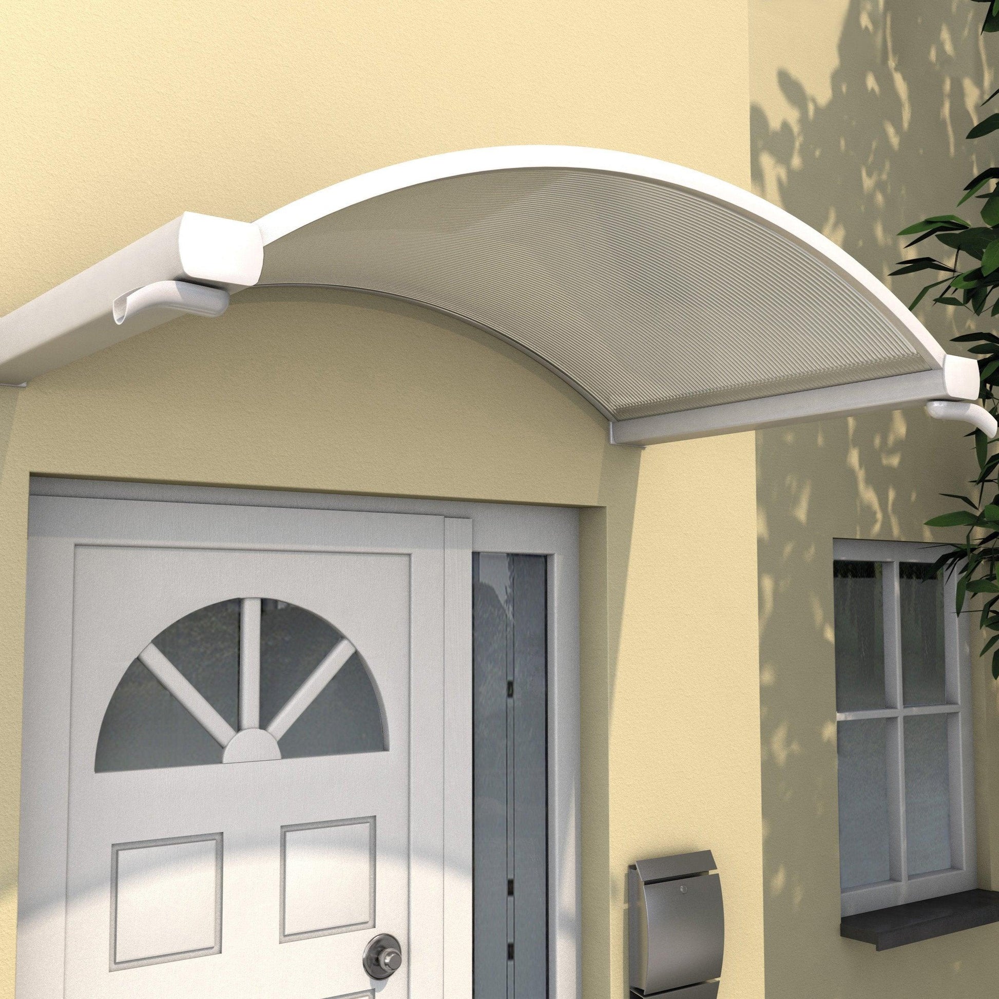 Rundbogenvordach Bremen Polycarbonat 6mm Aluminum weiß - HomeSystems-Bauelemente