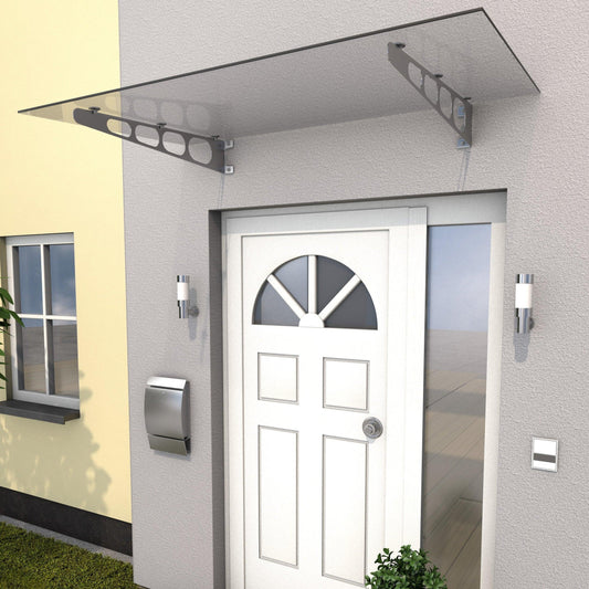 Edelstahlvordach Lübeck mit 8mm VSG Echtglas 160  klar / gefrostet - HomeSystems-Bauelemente