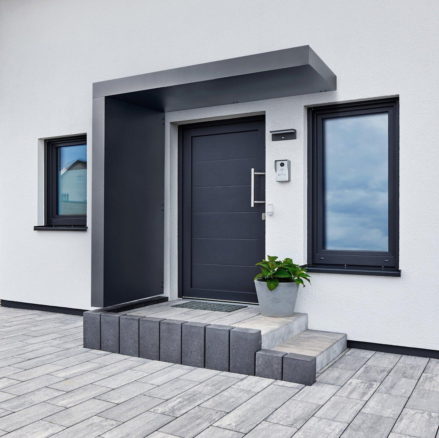 Rechteckvordach BS Plus mit Seitenteil Links - HomeSystems-Bauelemente