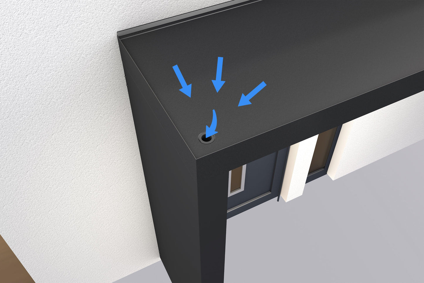 Rechteckvordach BS Plus mit Seitenteil Links - HomeSystems-Bauelemente