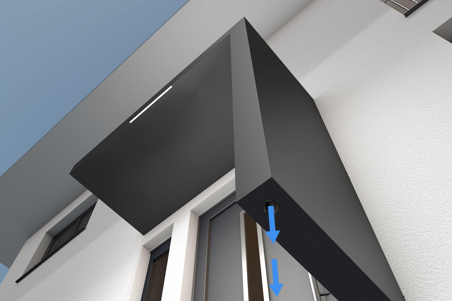 Rechteckvordach BS Plus mit Seitenteil Rechts - HomeSystems-Bauelemente