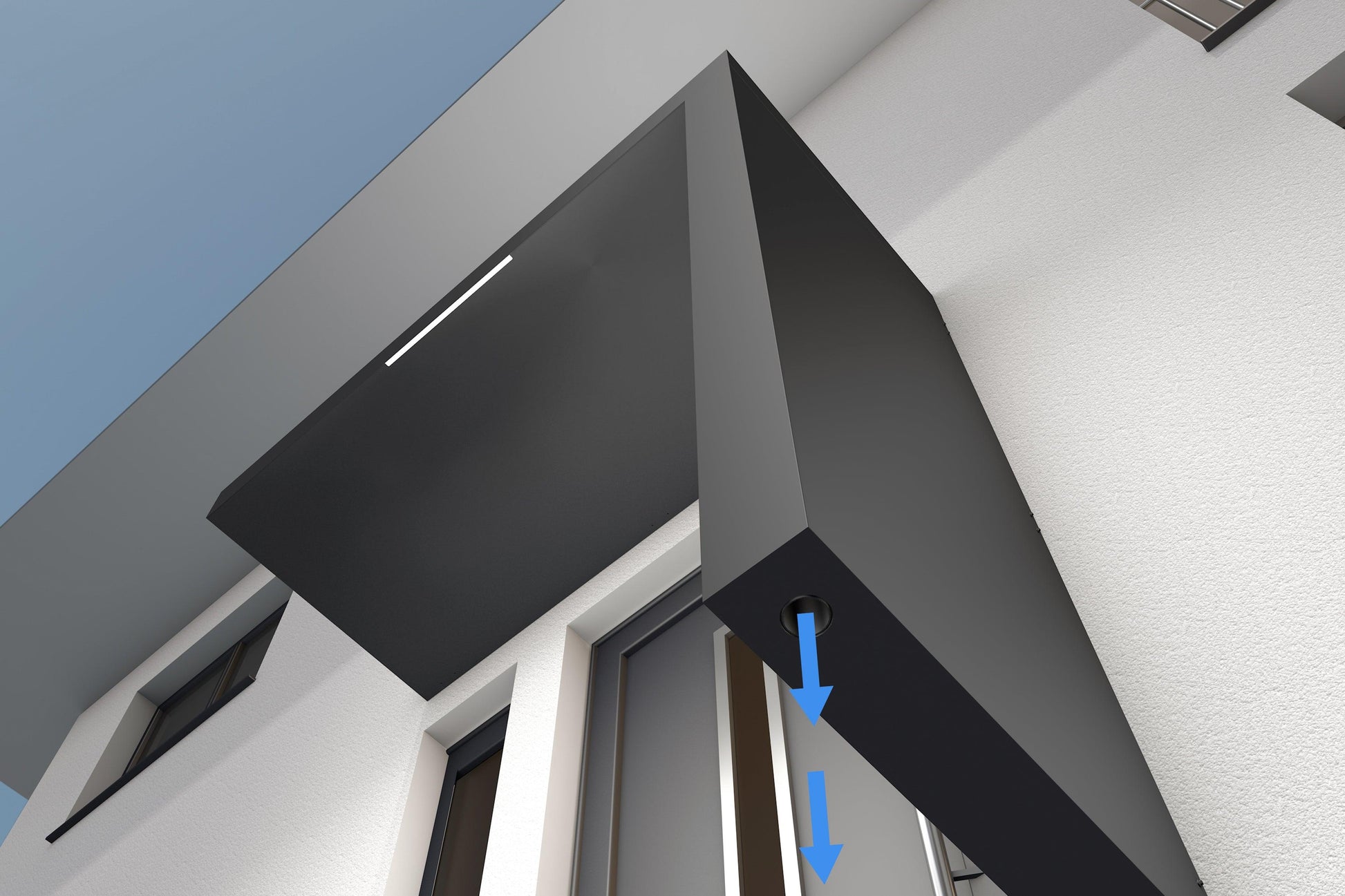Rechteckvordach BS Plus mit Seitenteil Rechts - HomeSystems-Bauelemente